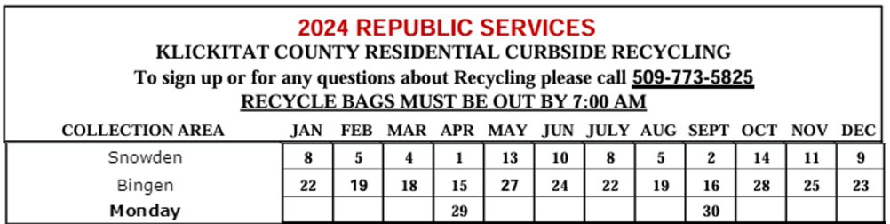 2024 Republic Services Recycling Calendar