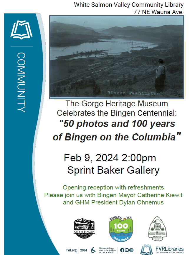 50 Photos of 100 years of Bingen on the columbia event flyer